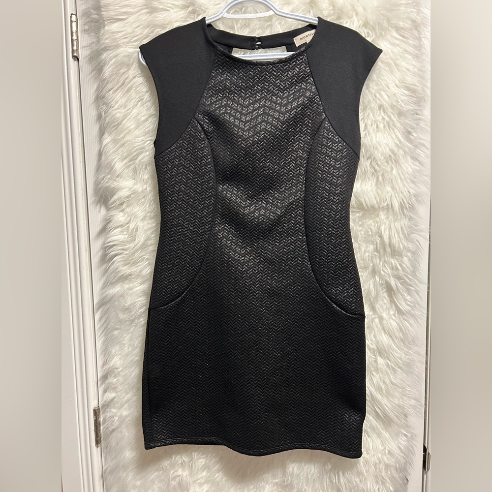 Monteau Black Textured Mini Dress